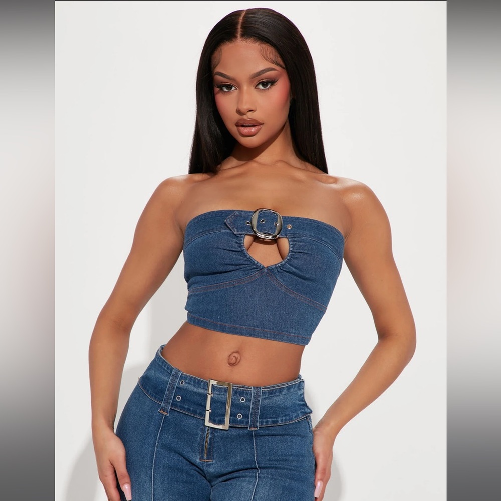 Fashion Nova Denim Tube Top